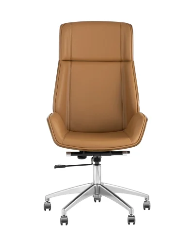 Кресло руководителя TopChairs Crown NEW, коричневое УТ000031356 Stool Group, коричневый/экокожа, ножки/металл/хром, размеры - ****600*640 фото 2