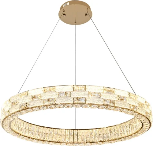 Люстра подвесная LED с пультом Gabbana 4014/03/08P Stilfort прозрачная на 1 лампу, основание золотое в стиле современный кольца с пультом
