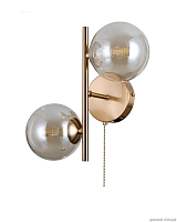 Бра с выключателем Molly V10787-2W Moderli янтарный прозрачный 2 лампы, основание золотое в стиле современный молекула шар
