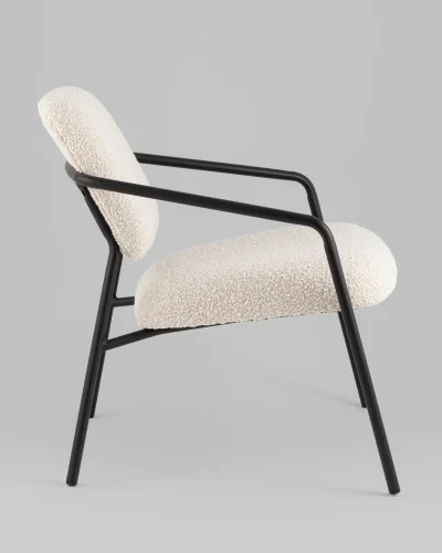 Кресло лаунж Rooney, белый УТ000039354 Stool Group, белый/букле, ножки//чёрный, размеры - ****700*710мм фото 2