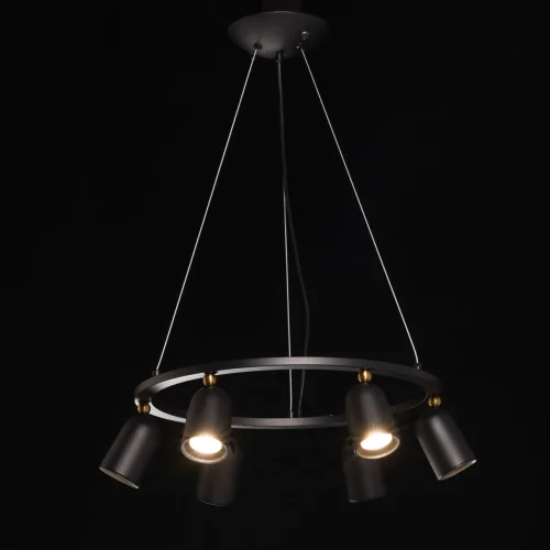 Светильник подвесной Астор 545013906 DeMarkt чёрный 6 ламп, основание чёрное в стиле современный хай-тек  фото 2