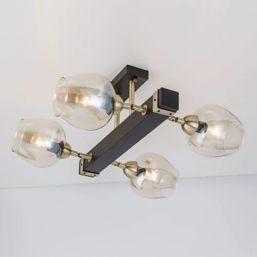 Люстра потолочная Болеро CL118145 Citilux янтарная прозрачная на 4 лампы, основание венге в стиле лофт модерн  фото 2