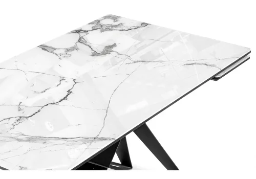 Стеклянный стол Блэкберн 160(220)х90 белый мрамор / черный 553573 Woodville столешница белая из стекло фото 6