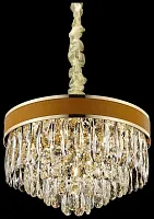 Люстра подвесная хрустальная Clarissa WE136.08.303 Wertmark прозрачная коричневая на 8 ламп, основание золотое в стиле модерн классика 
