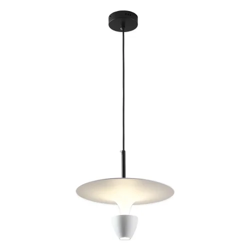 Светильник подвесной LED Irvine LSP-7080 Lussole белый 1 лампа, основание чёрное в стиле хай-тек современный 