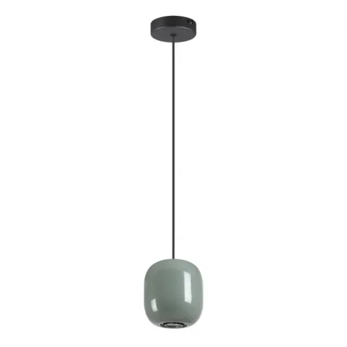 Светильник подвесной Ovali 5053/1C Odeon Light зелёный на 1 лампу, основание чёрное в стиле современный шар