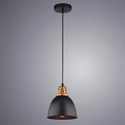 Светильник подвесной лофт Eurica A4245SP-1BK Arte Lamp чёрный 1 лампа, основание чёрное в стиле лофт  фото 2