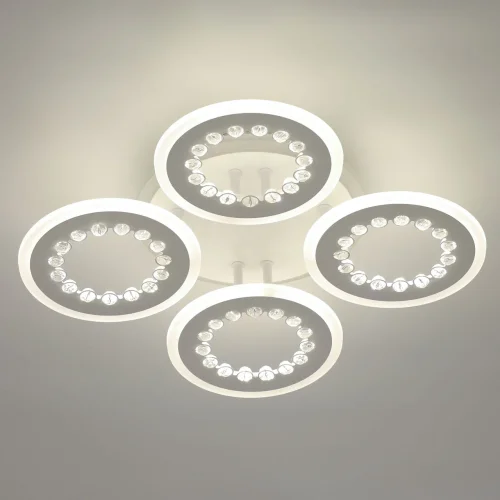 Люстра потолочная LED с пультом Мадлен 424013505 DeMarkt белая на 1 лампа, основание белое в стиле хай-тек с пультом кольца фото 4