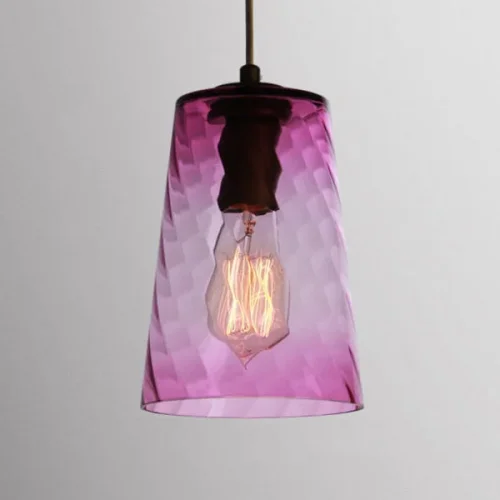 Светильник подвесной CL RIB C Purple 219469-26 ImperiumLoft розовый фиолетовый на 1 лампу, основание чёрное в стиле современный выдувное