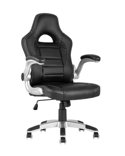 Кресло спортивное TopChairs Genesis, черное УТ000004556 Stool Group, чёрный/экокожа, ножки/металл/хром, размеры - ****625*660 фото 3