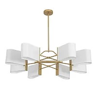 Люстра на штанге Sampo 8414/8 Lumion белая на 8 ламп, основание золотое в стиле современный Люстра на штанге Sampo 8414/8 Lumion белая на 8 ламп, основание золотое в стиле современный
