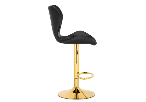 Барный стул Porch gold / black 15647 Woodville, чёрный/экокожа, ножки/металл/золотой, размеры - *1130***480*470 фото 3