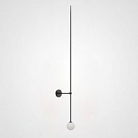 Настенный светильник LINES Ball 200 Black 178056-26 ImperiumLoft белый 1 лампа, основание чёрное в стиле минимализм 