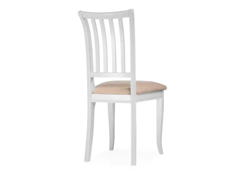 Деревянный стул Фрезино бежевый велюр / белый 515973 Woodville, бежевый/велюр, ножки/массив бука дерево/орех, размеры - ****460*520 фото 4
