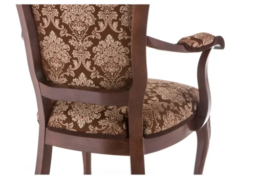 Деревянный стул Руджеро с мягкими подлокотниками орех / шоколад 318605 Woodville, шоколад/ткань, ножки/массив бука дерево/орех, размеры - ****580*560 фото 6