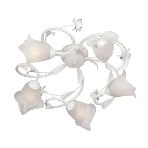 Люстра потолочная V1538-0/5PL Vitaluce белая на 5 ламп, основание бежевое в стиле флористика 