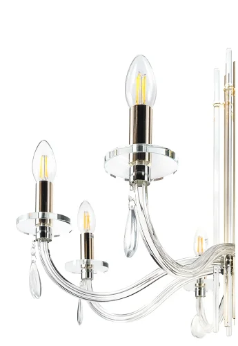 Люстра подвесная AURELIO SP8 GOLD+CHROME/TRANSPARENT Crystal Lux без плафона на 8 ламп, основание хром в стиле арт-деко фото 3
