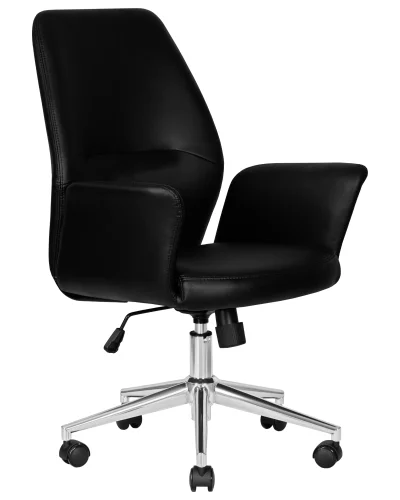 Офисное кресло для руководителя 125B-LMR SAMUEL, цвет черный Dobrin, чёрный/экокожа, ножки/металл/хром, размеры - 960*1060***640*650 фото 2