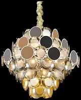 Люстра подвесная хрустальная Oriella WE141.17.303 Wertmark прозрачная янтарная на 17 ламп, основание золотое в стиле классика модерн 