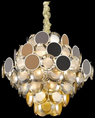 Люстра подвесная хрустальная Oriella WE141.17.303 Wertmark прозрачная янтарная на 17 ламп, основание золотое в стиле классика модерн 