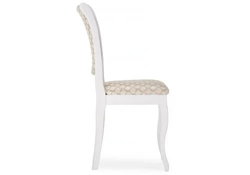 Деревянный стул Фабиано белый / бежевый 450681 Woodville, бежевый/ткань, ножки/массив березы дерево/белый, размеры - ****440*550 фото 3
