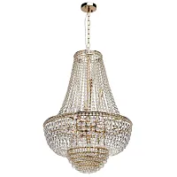 Люстра подвесная хрустальная Патриция 447011509 MW-Light прозрачная на 9 ламп, основание золотое в стиле классический 