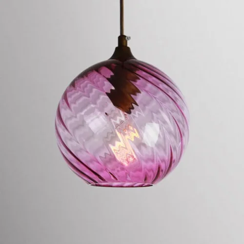 Светильник подвесной CL RIB B Purple 219468-26 ImperiumLoft розовый фиолетовый 1 лампа, основание чёрное в стиле современный шар выдувное