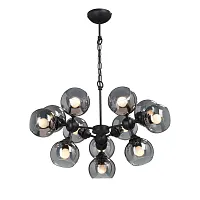 Люстра подвесная V4484-1/12 Vitaluce чёрная серая на 12 ламп, основание чёрное в стиле хай-тек шар Люстра подвесная V4484-1/12 Vitaluce чёрная серая на 12 ламп, основание чёрное в стиле хай-тек шар