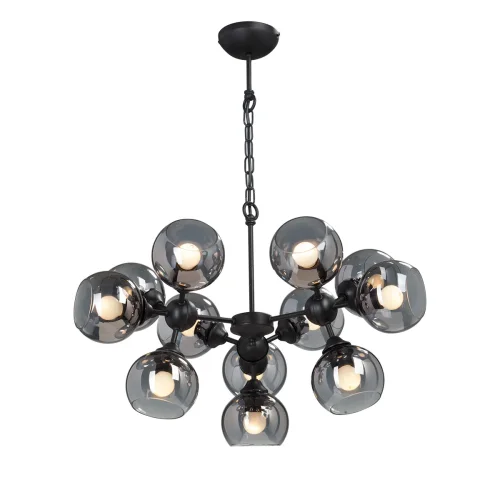 Люстра подвесная V4484-1/12 Vitaluce чёрная серая на 12 ламп, основание чёрное в стиле хай-тек шар