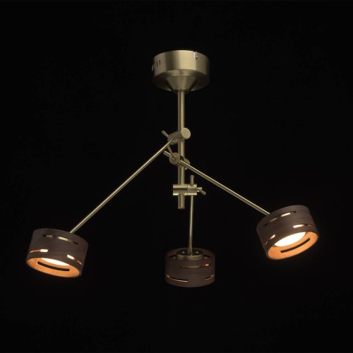 Светильник потолочный LED Чил-аут 725010203 DeMarkt коричневый 3 лампы, основание золотое в стиле хай-тек  фото 2