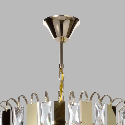 Люстра подвесная Бриз 111013306 DeMarkt прозрачная на 6 ламп, основание золотое в стиле классический арт-деко  фото 9