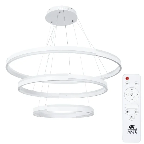 Светильник подвесной LED с пультом Alfie A2180SP-60WH Arte Lamp белый 1 лампа, основание белое в стиле современный хай-тек с пультом кольца