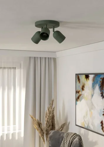 Спот с 3 лампами Tilston 44134 Eglo зелёный E14 в стиле лофт современный фото 3