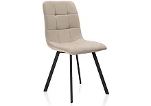 Стул на металлокаркасе Bruk beige / black 15237 Woodville, бежевый/велюр, ножки/металл/чёрный, размеры - ****450*550