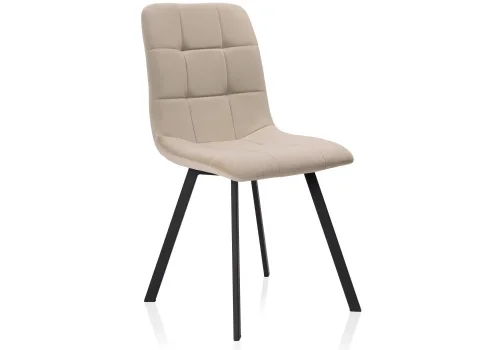 Стул на металлокаркасе Bruk beige / black 15237 Woodville, бежевый/велюр, ножки/металл/чёрный, размеры - ****450*550