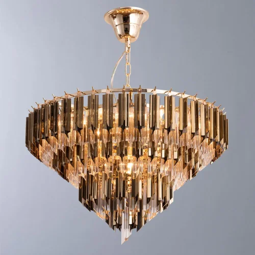 Люстра подвесная хрустальная Frizzante 1683/01 LM-7 Divinare прозрачная золотая на 7 ламп, основание золотое в стиле арт-деко  фото 2