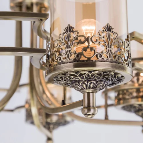 Люстра подвесная Ориент CL464153 Citilux прозрачная янтарная на 5 ламп, основание бронзовое в стиле классический  фото 3