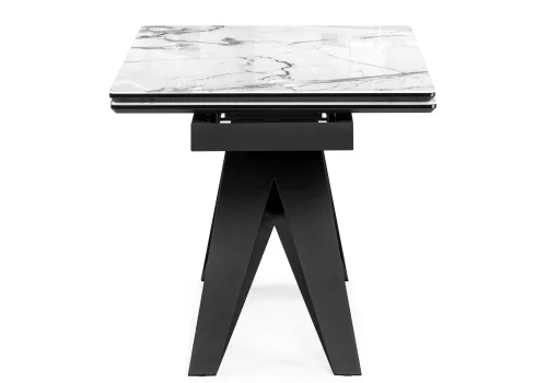 Стеклянный стол Блэкберн 160(220)х90 белый мрамор / черный 553573 Woodville столешница белая из стекло фото 4