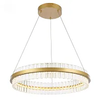 Светильник подвесной LED Cherio SL383.213.01 ST-Luce прозрачный 1 лампа, основание матовое золото в стиле модерн кольца
