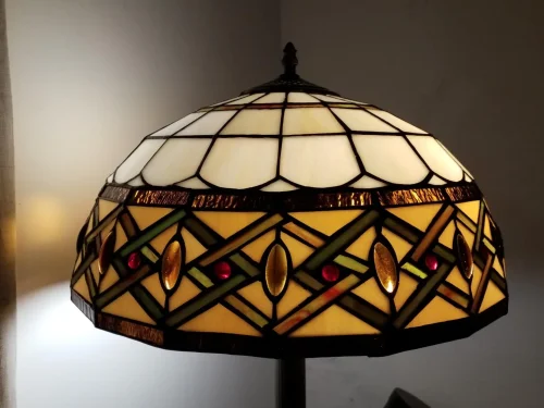 Торшер Тиффани 859-805-02 Velante орнамент разноцветный 2 лампы, основание бронзовое коричневое в стиле тиффани
 фото 3
