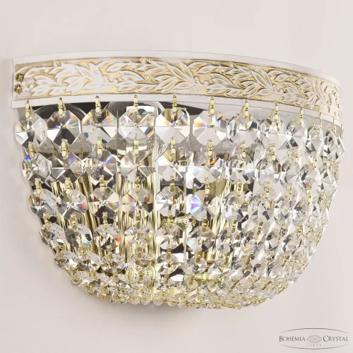 Бра AL19111B/25OL WMG Bohemia Ivele Crystal прозрачный на 2 лампы, основание золотое патина белое в стиле классический r фото 2