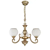 Люстра подвесная  L 8550/3 Reccagni Angelo белая на 3 лампы, основание золотое в стиле классический 