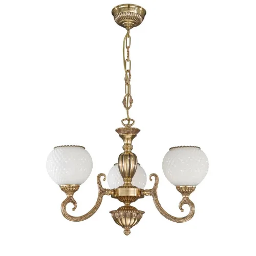Люстра подвесная  L 8550/3 Reccagni Angelo белая на 3 лампы, основание золотое в стиле классический 