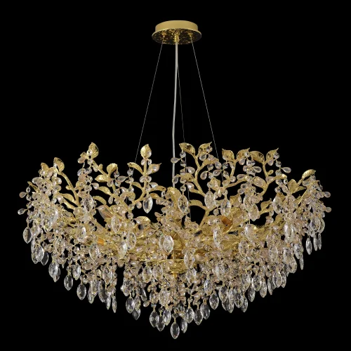 Люстра подвесная EDEN SP10 GOLD Crystal Lux прозрачная на 10 ламп, основание золотое в стиле флористика фото 3