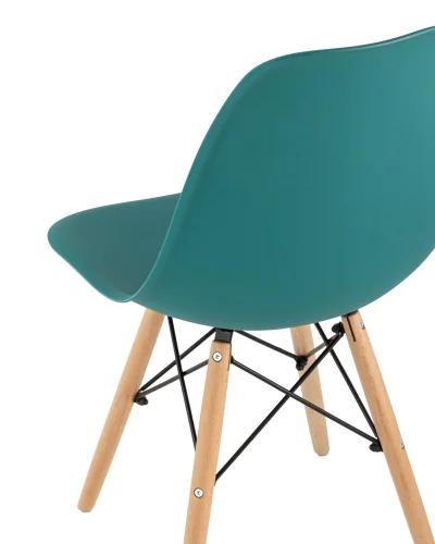 Стул EAMES, темно-бирюзовый, 4шт./уп. УТ000034755 Stool Group, голубой/пластик, ножки/дерево/коричневый, размеры - ****460*420 фото 7