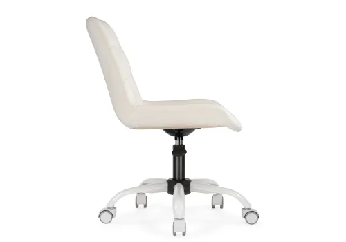Компьютерное кресло Орди молочное / белое 559276 Woodville, молочный/велюр, ножки/металл/белый, размеры - *940***560*650 фото 3