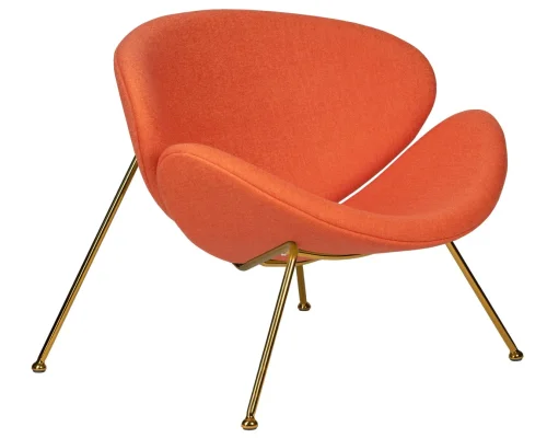 Кресло дизайнерское  72-LMO EMILY, цвет сиденья оранжевый (AF), цвет основания золото Dobrin, оранжевый/ткань, ножки/металл/золотой, размеры - ****810*780 фото 2
