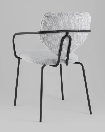 Стул обеденный Masey с подлокотниками, серый УТ000039586 Stool Group, серый/рогожка, ножки/металл/чёрный, размеры - ***** фото 5