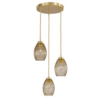Светильник подвесной L 10033/3 Reccagni Angelo янтарный 3 лампы, основание матовое золото в стиле классический современный выдувное