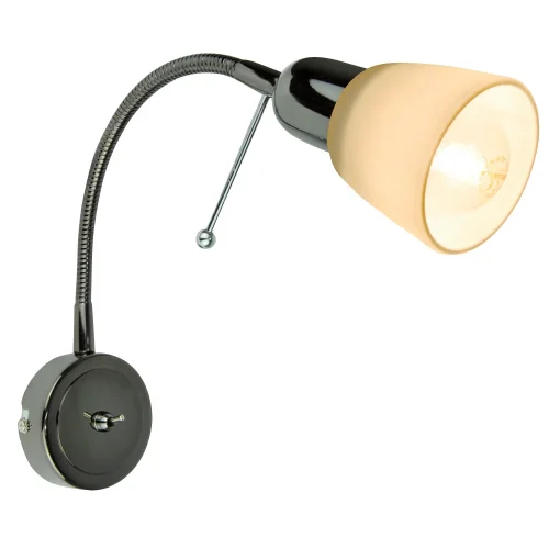 Бра c выключателем  LETTURA A7009AP-1BC Arte Lamp белый на 1 лампа, основание чёрное в стиле современный гибкая ножка